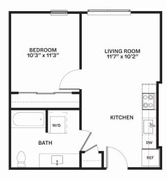 C10 MFTE Floor Plan at Corner 63 Apartments in Seattle, Washington