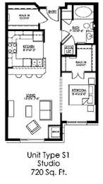 Studio Floor Plan at The Landings at Silver Lake Village, Minnesota