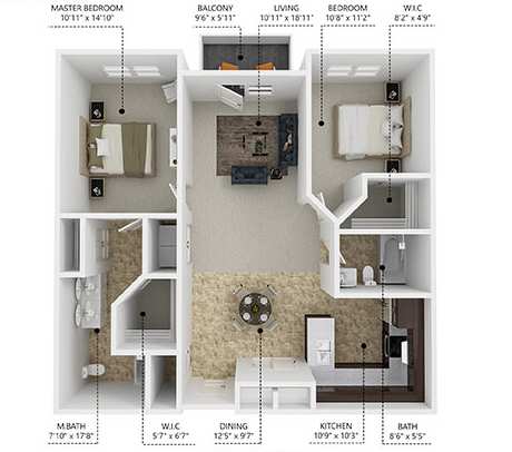 C3 Floor Plan at Lake Shore Apartments, Iowa, 50021