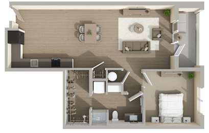 A4 Floor Plan at Harbor Side at Conwood Flats Apartments in Uptown Memphis, TN