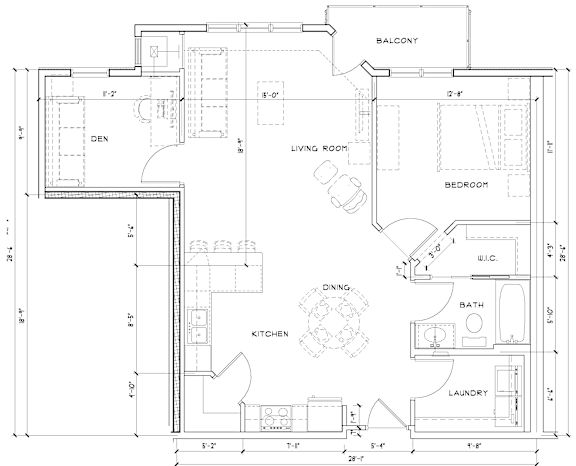A detailed floor plan of a residential unit, showing the layout of rooms and dimensions.