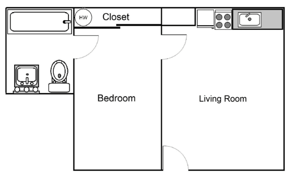 small one bedroom floor plan at greenbriar apartments in portland, oregon