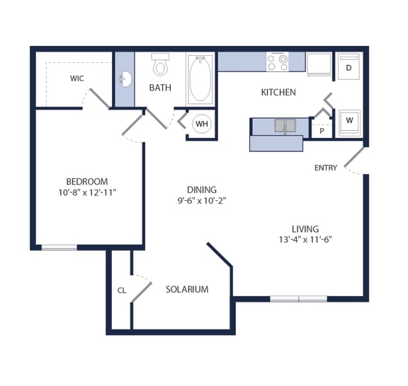 814 Square-Feet 1 Bedroom 1 Bathroom A2 Floor Plan at Tuscany Bay Apartments, Florida, 33626