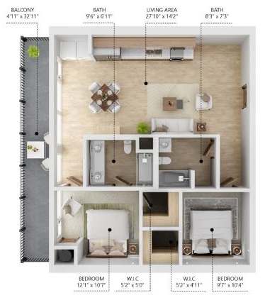 Floor Plan  C3 Floor Plan at City Square Lofts, Des Moines