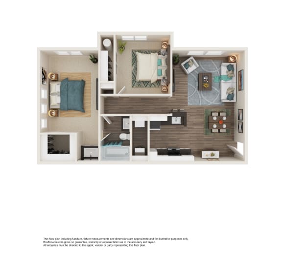 2 Bed 1 Bath Floor Plan | 695 Sq. Ft. at Element Deer Valley in Phoenix, 85027
