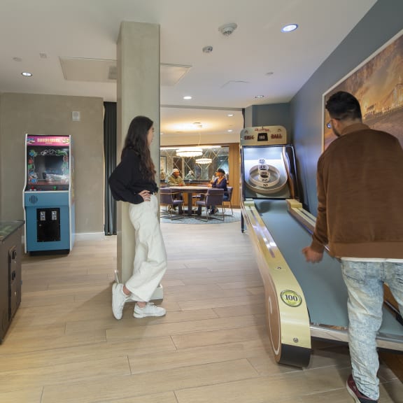 The game room at The Q Playa - apartments in Culver City in Los Angeles, CA