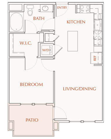 A1 - 1Bed 1Bath - 671SF - 2D
