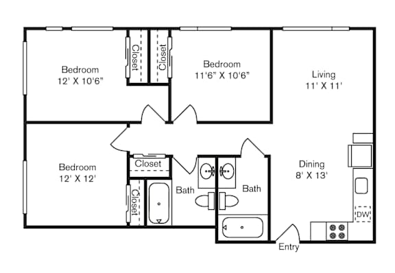 St Luke's Apartments in Seattle, Washington Three Bedroom Floor Plan