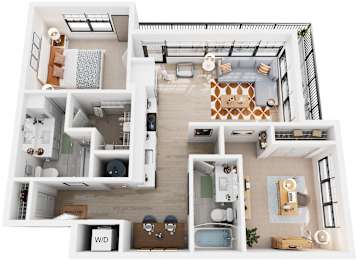 2 Bed 2 Bath Floor Plan | 1,045 Sq. Ft. at Tapestry West, Virginia, 23230