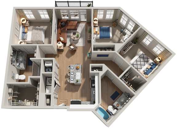 3 Bed 2 Bath Floor Plan | 1,340 Sq. Ft. at The Flats at Southlawn Apartments, GA 30046