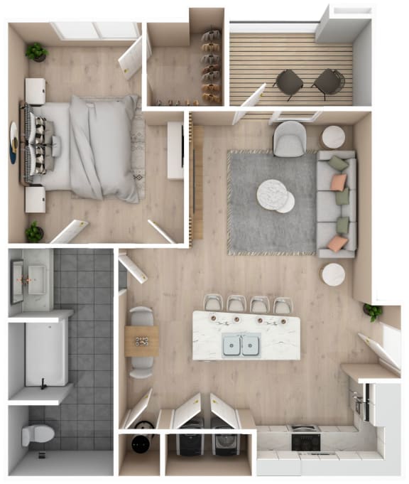 Floor Plan  One bedroom, One bathroom floor plan at Audubon Park Apartments in Zachary, LA