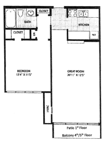 Floor Plan  1 Bedroom Classic Apartment