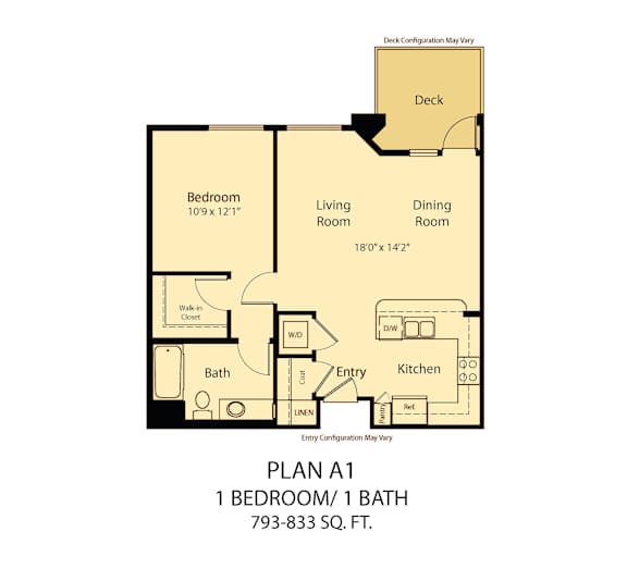 A floor plan of a one bedroom apartment with a bathroom and a living room.