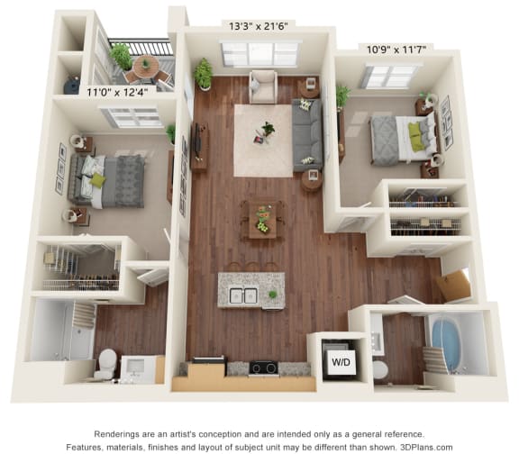 Floor Plan  Dominium_Scharbauer Flats_2 Bedroom Floor Plan_B1