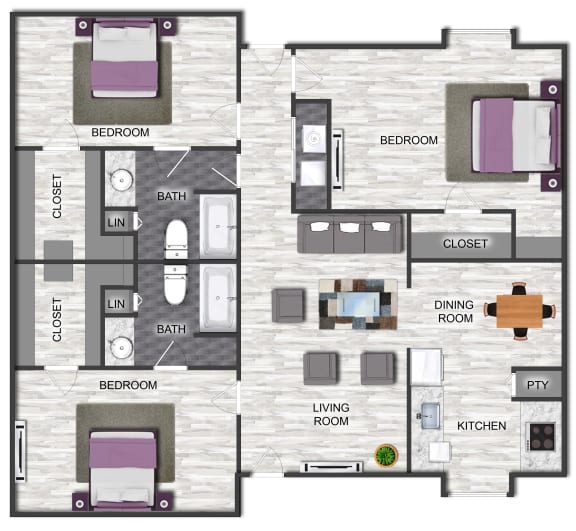 3 bed 2 bath sedona square