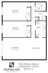 the floor plan of the laddies lakes 2 bedroom