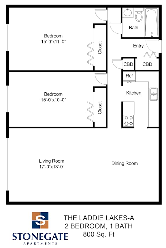 the floor plan of the laddies lakes 2 bedroom