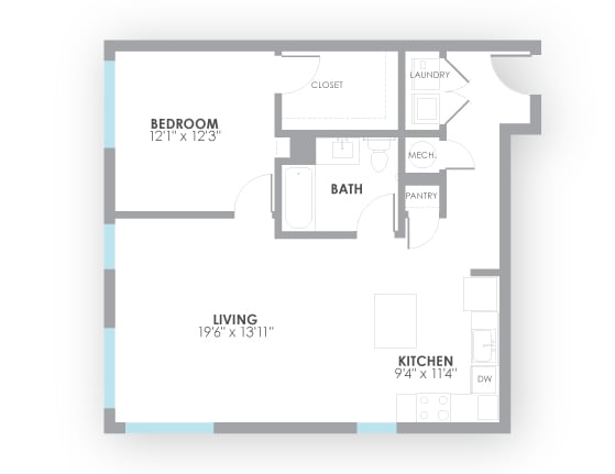 Watt Floor Plan at AMP Apartments, PRG Real Estate, Louisville