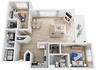 2 Bed 2 Bath Floor Plan | 1,252 Sq. Ft. at Saltmeadow Bay, Virginia, 23451