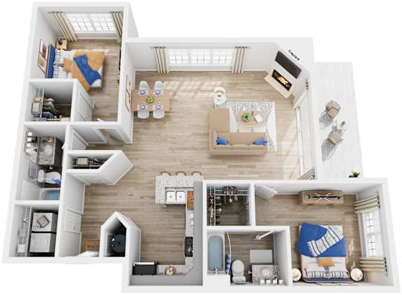 2 Bed 2 Bath Floor Plan | 1,252 Sq. Ft. at Saltmeadow Bay, Virginia, 23451