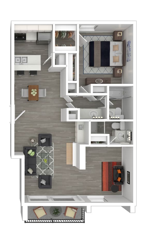Floor Plan F  at Mediterranean Village Costa Mesa, Costa Mesa, California