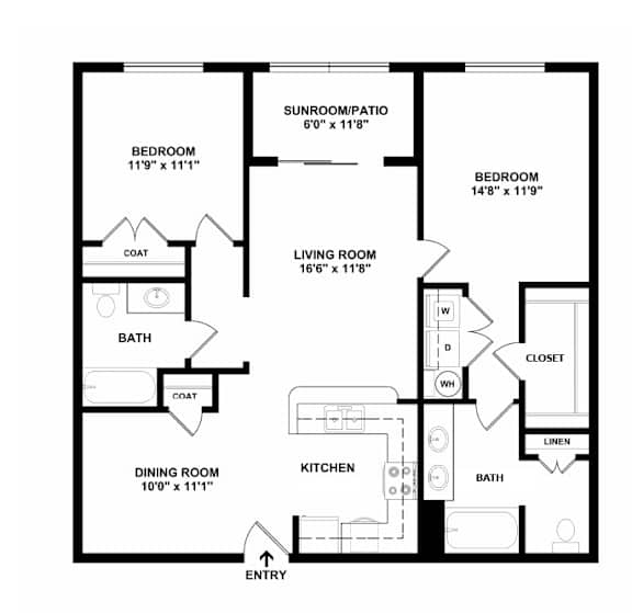 A black and white image of a floor plan for a house.