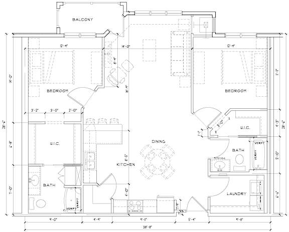 A floor plan of a unit with dimensions and room labels.
