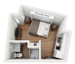 Floor plan for an apartment at Enve on Eastlake in Seattle, WA.