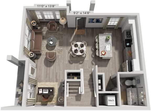 2 Bed 2.5 Bath Floor Plan | 1,534 Sq. Ft. at The Louis Apartment Flats, Louisville, Kentucky