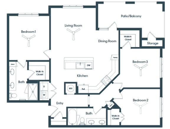 C1 - 1bed1bath - 1350 sf - Debbie Lane Flats