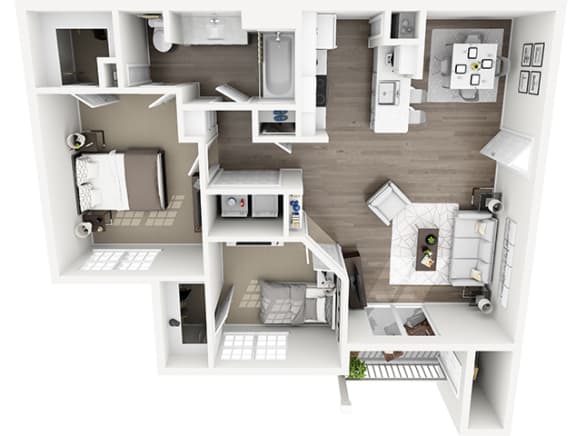 Lexington Farms - B1R - 2 bed 1 bath - 3D