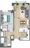 1 Bedroom floor plan- Munroe Place in Quincy