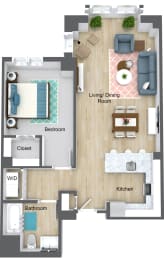 1 Bedroom floor plan- Munroe Place in Quincy