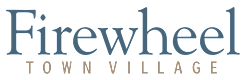The image shows the text "Firewheel Town Village" in different font sizes and colors.