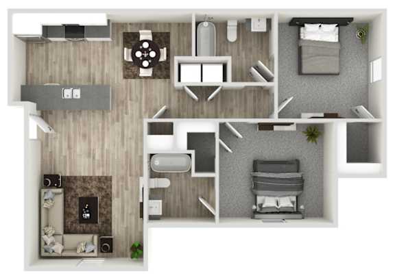 Floor Plan  a 2 bedroom floor plan with a bathroom and a living room