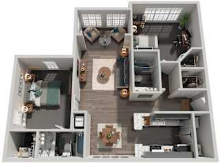 2 Bed 2 Bath Floor Plan | 1,119 Sq. Ft.