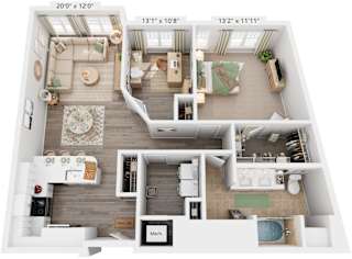 Elmwood Floorplan | 1,055 Sq. Ft. at Flats at West Broad Village, Virginia