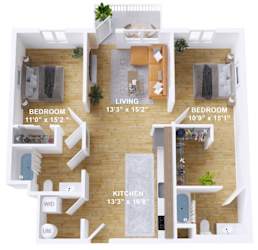Shaker Floor Plan at The Mill on Maple Apartments, Oregon City, OR