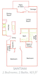 Williamette Park_Santiam_2 Bedroom_2 Bathroom_Apartment