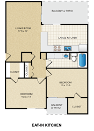 2 Bed 1 Bathroom Floorplan at Bremerton Park Apartment Homes , Prairie Village, Kansas