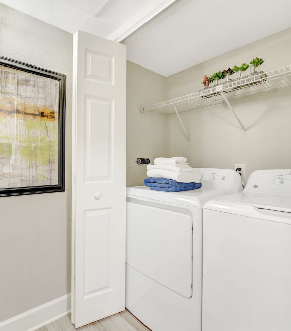 our apartments have a spacious washer and dryer laundry room with a large window