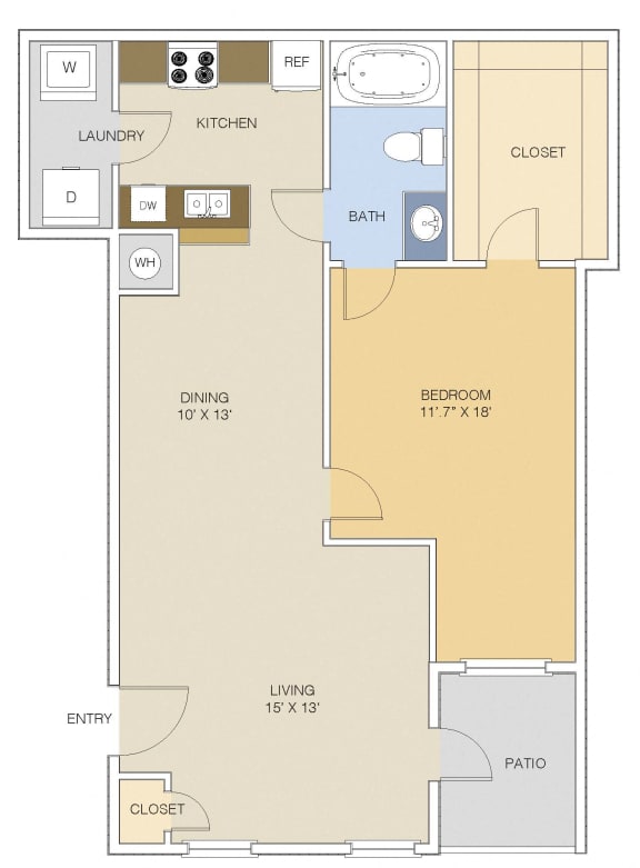 A3 Lower Floorplan 1 Bedroom 1 Bath at Artesian on Westheimer, Texas, 77077