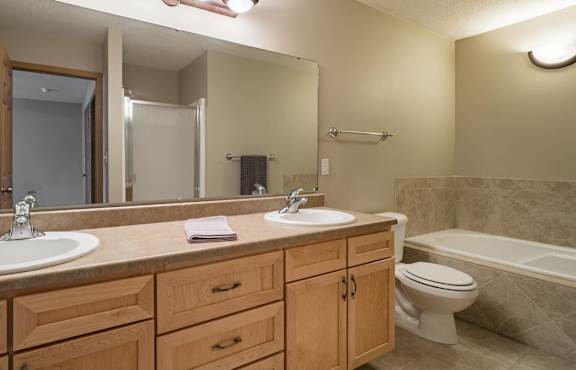 A bathroom with a sink, mirror, and toilet.