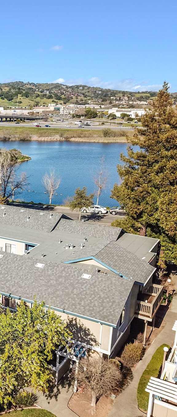 aerial view of apartments at Redwood Landing Apartments, California