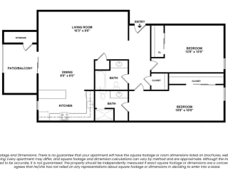 Reveal Two Bed Two Bath 2D Floor Plan