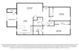 Reveal Two Bed Two Bath 2D Floor Plan