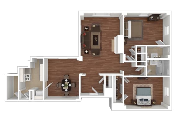 2 Bedroom 1.5 Bath 1,000 Sq. Ft. Floor Plan at Shaker Collection  Apartments, Integrity Realty, Cleveland, OH, 44120