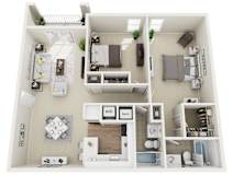 2 Bed 2 Bath Floorplan at Mill House at East Cobb, Marietta Georgia
