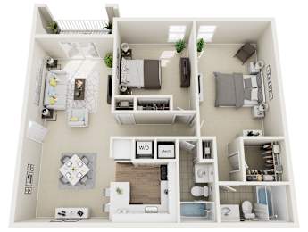 2 Bed 2 Bath Floorplan at Mill House at East Cobb, Marietta Georgia