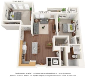 Two Bedroom - E Floor Plan at Bren Road Station 55+ Apartments, Minnesota